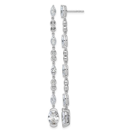 14K White Gold 3.62ct Cert Oval LabGrown Dia VS+ F+ Post Comp Drop Earrings