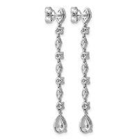 14K White Gold 2ct Lab Grown Dia VS+ F+ Post Multi Cut Complete Drop Earrings view 3