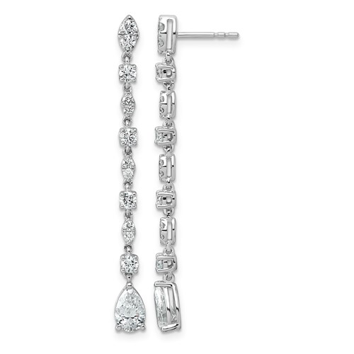 14K White Gold 2ct Lab Grown Dia VS+ F+ Post Multi Cut Complete Drop Earrings