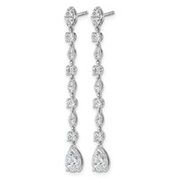 14K White Gold 2ct Lab Grown Dia VS+ F+ Post Multi Cut Complete Drop Earrings view 2