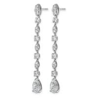 14K White Gold 3.50ct Cert Pear Center LabGrown Dia VS+ F+ Post Comp Drop Earrings view 2