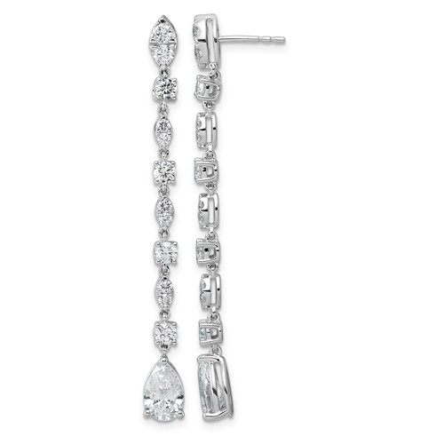 14K White Gold 3.50ct Cert Pear Center LabGrown Dia VS+ F+ Post Comp Drop Earrings