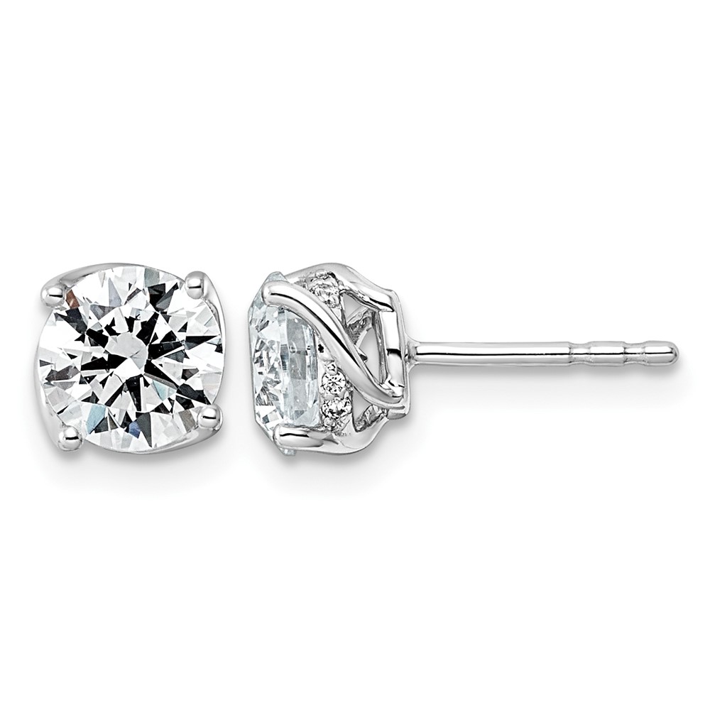 14K White Gold 2ct Round Center Lab Grown Dia VS+ F+ Complete Twist Earrings