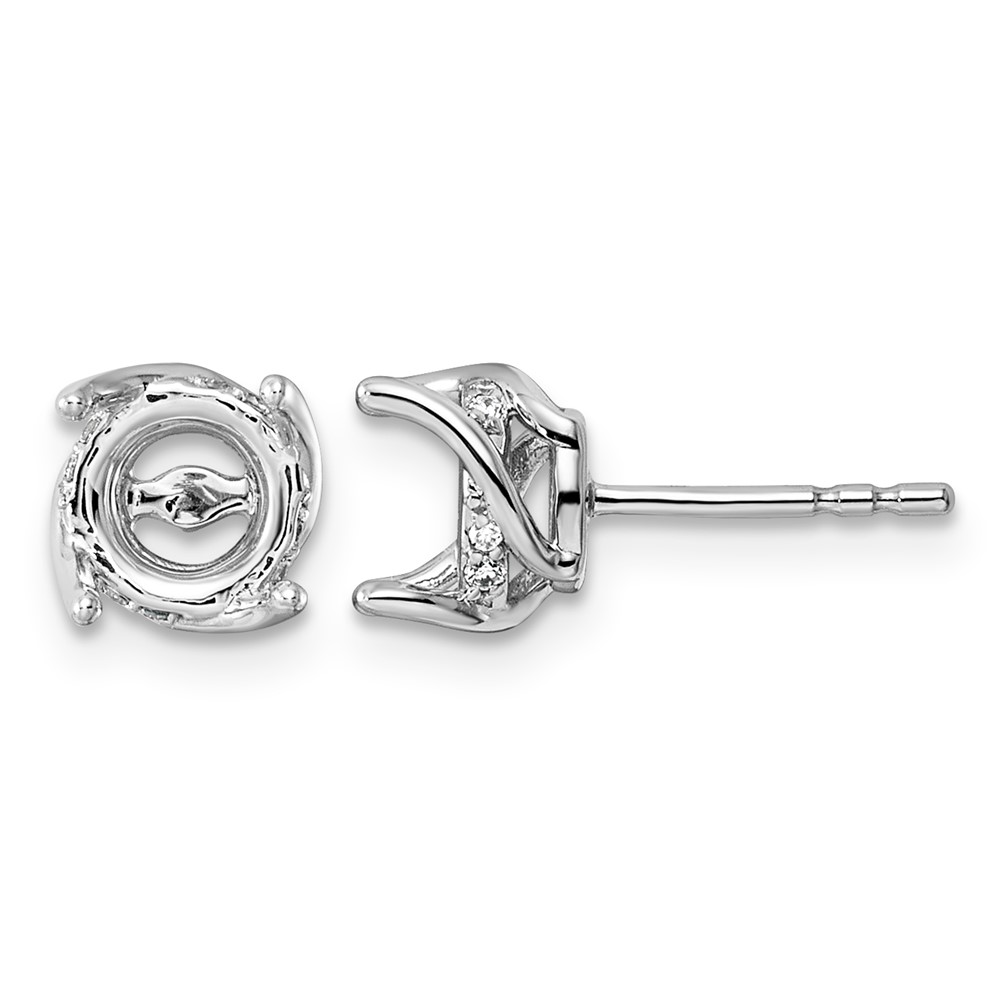 14K White Gold 0.05ct Round Center Lab Grown Dia VS+ F+ Semi-mount Twist Earrings
