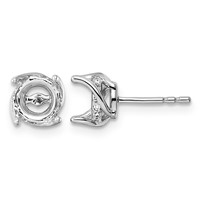 14K White Gold 0.05ct Round Center Lab Grown Dia VS+ F+ Semi-mount Twist Earrings view 1