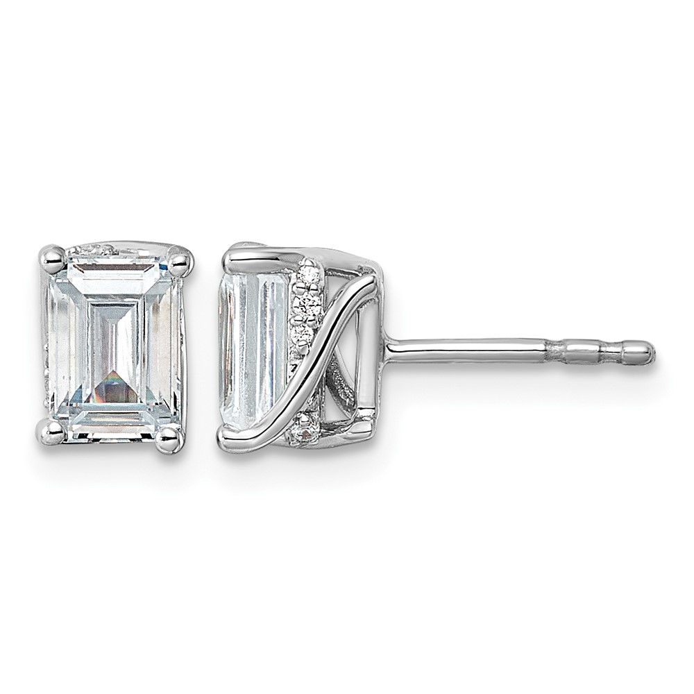 14K White Gold 2ct Emerald-cut Center Lab Grown Dia VS+ F+ Complete Twist Earrings