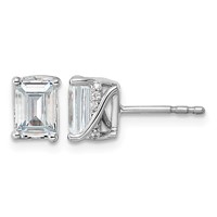 14K White Gold 2ct Emerald-cut Center Lab Grown Dia VS+ F+ Complete Twist Earrings view 1