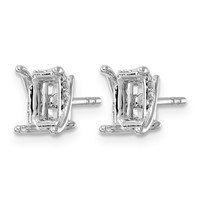 14K White Gold 0.07ct Emerald Center Lab Grown Dia VS+ F+ Semi-mount Twist Earrings view 2