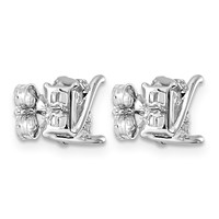 14K White Gold 0.07ct Emerald Center Lab Grown Dia VS+ F+ Semi-mount Twist Earrings view 3