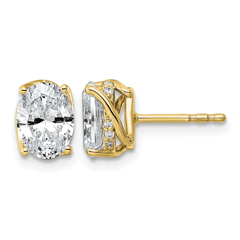 14K Yellow Gold 2ct Oval Center Lab Grown Diamond VS+ F+ Complete Twist Earrings