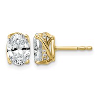 14K Yellow Gold 2ct Oval Center Lab Grown Diamond VS+ F+ Complete Twist Earrings view 1