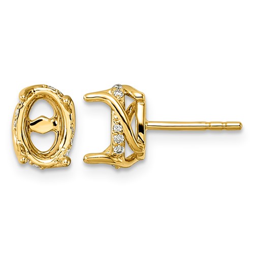 14K Yellow Gold 0.10ct Oval Center Lab Grown Dia VS+ F+ Semi-mount Twist Earrings