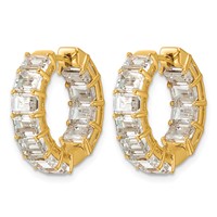 14K Yellow Gold Lab Grown Dia VS+ F+ 6.5ct Emerald in Out Complete Hoop Earrings view 2