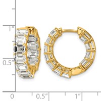 14K Yellow Gold Lab Grown Dia VS+ F+ 6.5ct Emerald in Out Complete Hoop Earrings view 4
