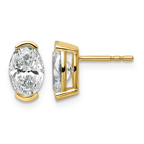 14K Yellow Gold Certified Oval Lab Grown Diamond VS+ F+ Post Earrings