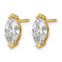 14K Yellow Gold Certified Marquise Lab Grown Diamond VS+ F+ Post Earrings view 2