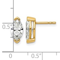 14K Yellow Gold Certified Marquise Lab Grown Diamond VS+ F+ Post Earrings view 4