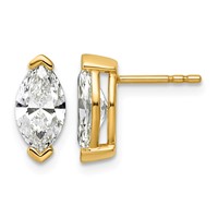 14K Yellow Gold Certified Marquise Lab Grown Diamond VS+ F+ Post Earrings view 1