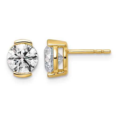 14K Yellow Gold Certified Round Lab Grown Diamond VS+ F+ Post Earrings