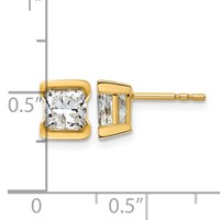 14K Yellow Gold Certified Princess Lab Grown Diamond VS+ F+ Post Earrings view 2