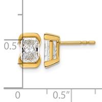 14K Yellow Gold Certified Emerald Lab Grown Diamond VS+ F+ Post Earrings view 2
