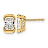14K Yellow Gold Certified Emerald Lab Grown Diamond VS+ F+ Post Earrings view 1