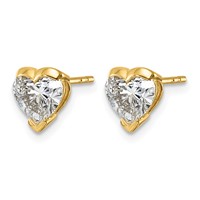 14K Yellow Gold Certified Heart Lab Grown Diamond VS+ F+ Post Earrings view 2