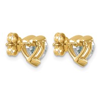 14K Yellow Gold Certified Heart Lab Grown Diamond VS+ F+ Post Earrings view 3