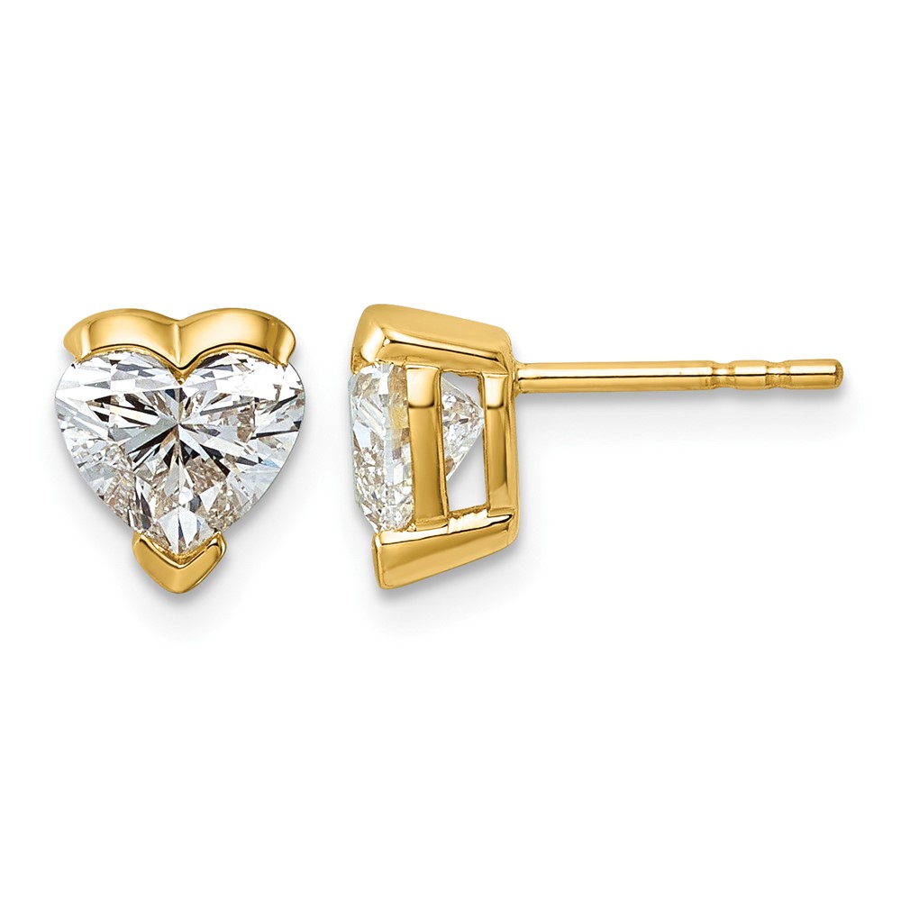 14K Yellow Gold Certified Heart Lab Grown Diamond VS+ F+ Post Earrings