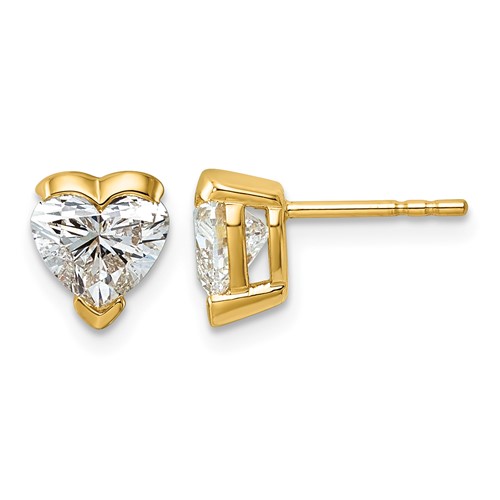 14K Yellow Gold Certified Heart Lab Grown Diamond VS+ F+ Post Earrings