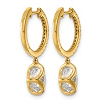 14K Yellow Gold Oval Lab Grown Diamond VS+ F+ Hoop Dangle Earrings view 3