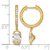 14K Yellow Gold Oval Lab Grown Diamond VS+ F+ Hoop Dangle Earrings view 4