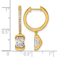 14K Yellow Gold Radiant Lab Grown Diamond VS+ F+ Hoop Comp Dangle Earrings view 2