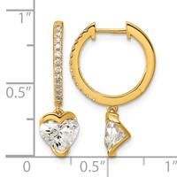 14K Yellow Gold Heart Lab Grown Diamond VS+ F+ Hoop Dangle Earrings view 4