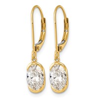 14K Yellow Gold 2ct Oval Lab Grown Diamond VS+ F+ Leverback Earrings view 2