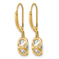 14K Yellow Gold 2ct Oval Lab Grown Diamond VS+ F+ Leverback Earrings view 3
