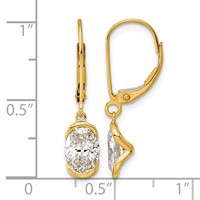 14K Yellow Gold 2ct Oval Lab Grown Diamond VS+ F+ Leverback Earrings view 4