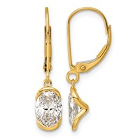 14K Yellow Gold 2ct Oval Lab Grown Diamond VS+ F+ Leverback Earrings view 1