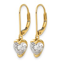 14K Yellow Gold Heart Lab Grown Diamond VS+ F+ Leverback Earrings view 2