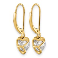 14K Yellow Gold Heart Lab Grown Diamond VS+ F+ Leverback Earrings view 3