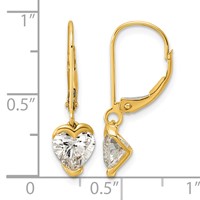 14K Yellow Gold Heart Lab Grown Diamond VS+ F+ Leverback Earrings view 4