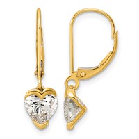 14K Yellow Gold Heart Lab Grown Diamond VS+ F+ Leverback Earrings view 1