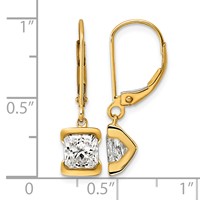 14K Yellow Gold 2ct Princess Lab Grown Diamond VS+ F+ Leverback Earrings view 2