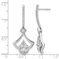 14K White Gold Lab Grown Diamond VS+ F+ Post Dangle Earrings view 4