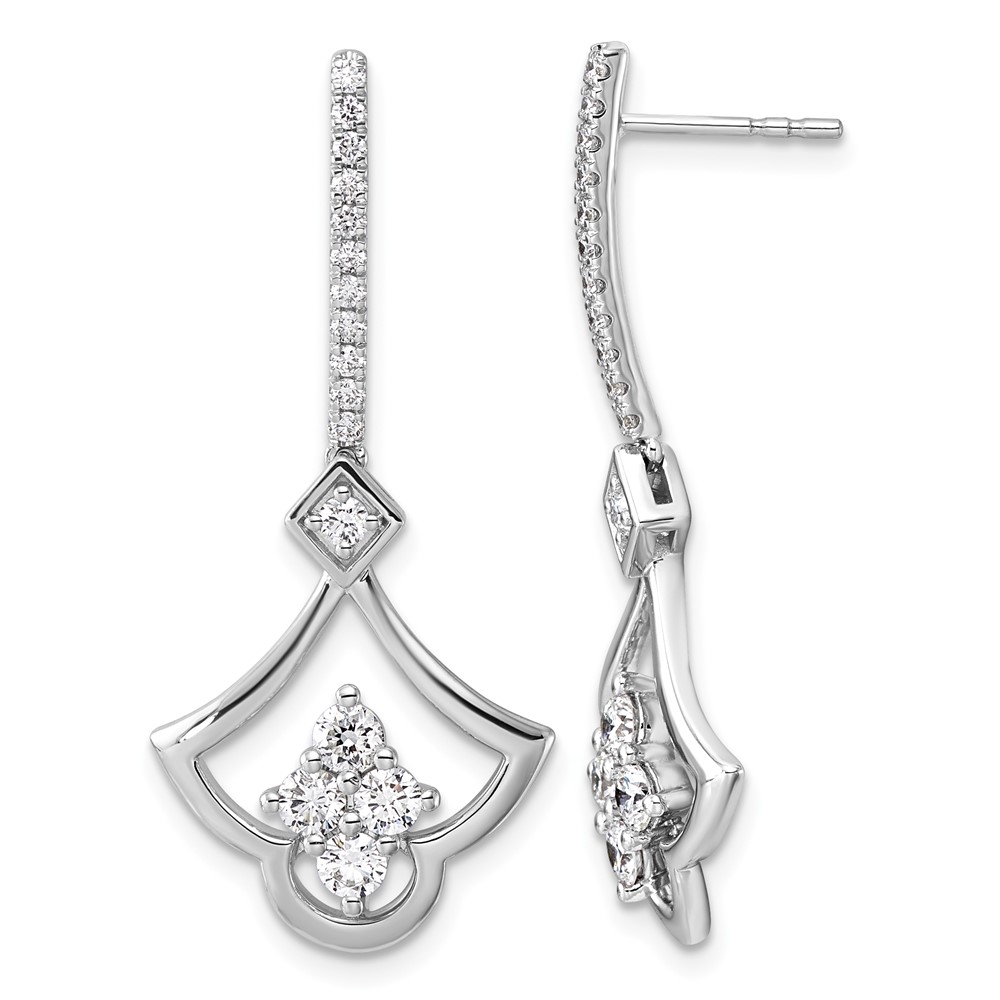 14K White Gold Lab Grown Diamond VS+ F+ Post Dangle Earrings