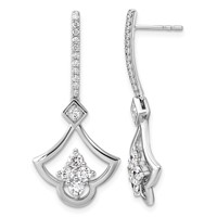 14K White Gold Lab Grown Diamond VS+ F+ Post Dangle Earrings view 1
