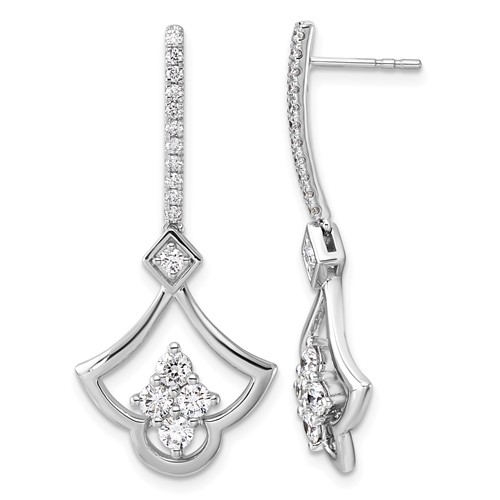 14K White Gold Lab Grown Diamond VS+ F+ Post Dangle Earrings