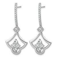 14K White Gold Lab Grown Diamond VS+ F+ Post Dangle Earrings view 2