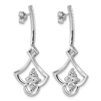 14K White Gold Lab Grown Diamond VS+ F+ Post Dangle Earrings view 3