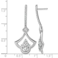14K White Gold Lab Grown Diamond VS+ F+ Post Dangle Earrings view 4